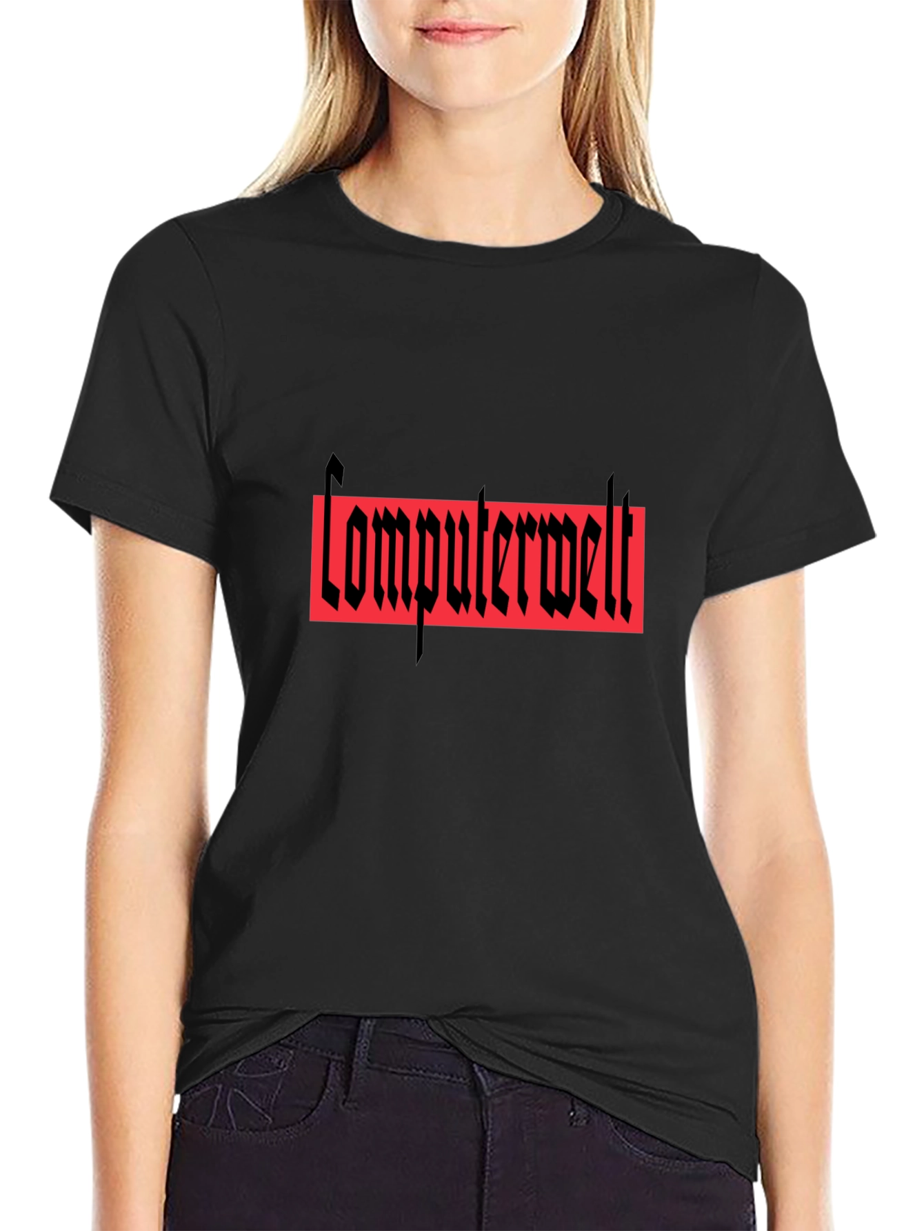 Computerwelt Graphic T-Shirt - Black Crew Neck Tee