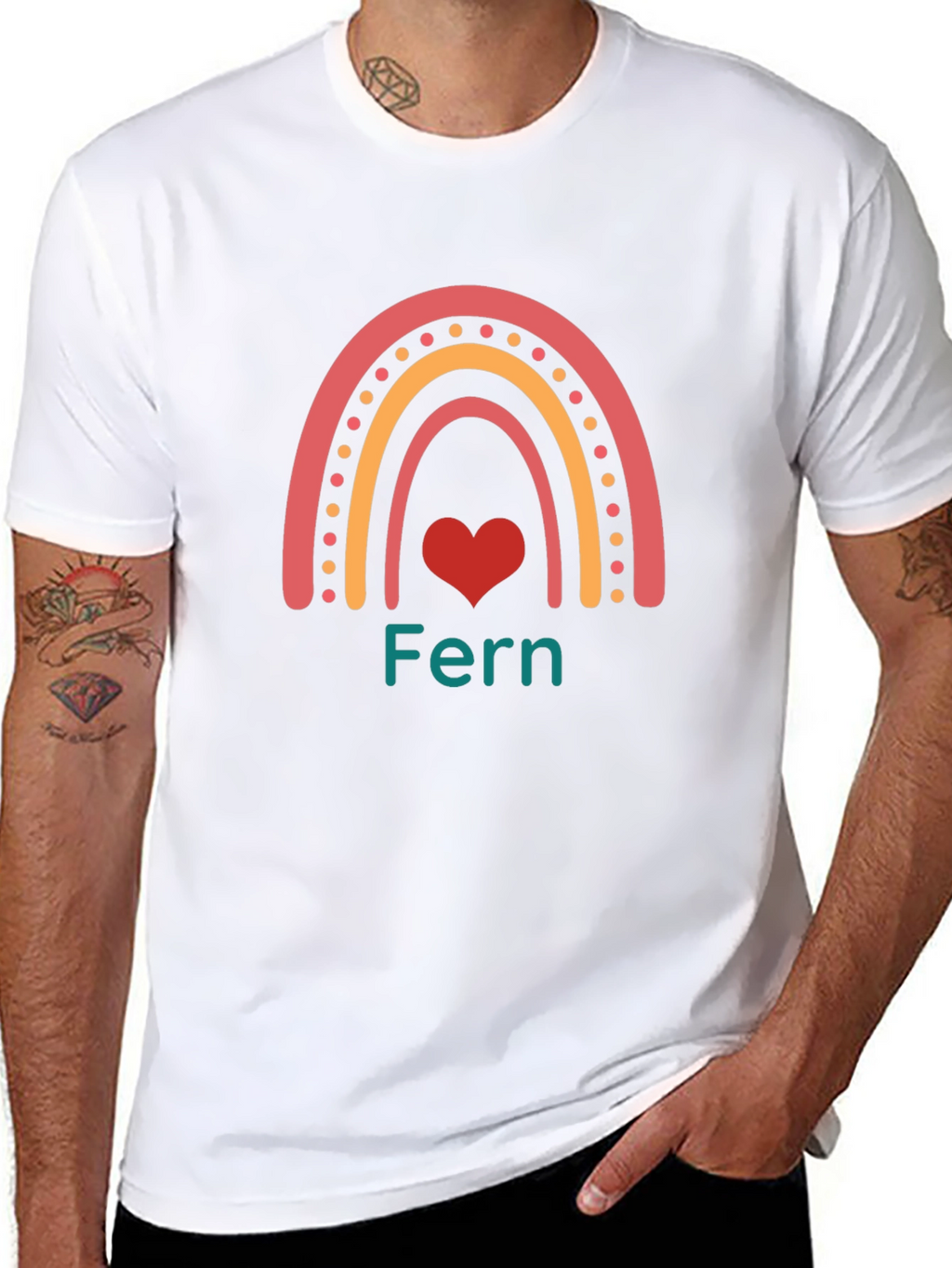 Fern Rainbow Heart Graphic Tee