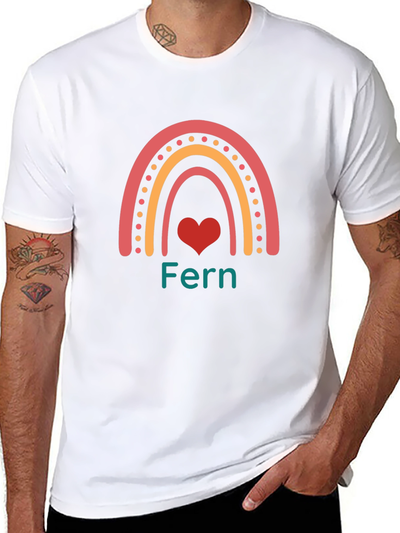 Fern Rainbow Heart Graphic Tee