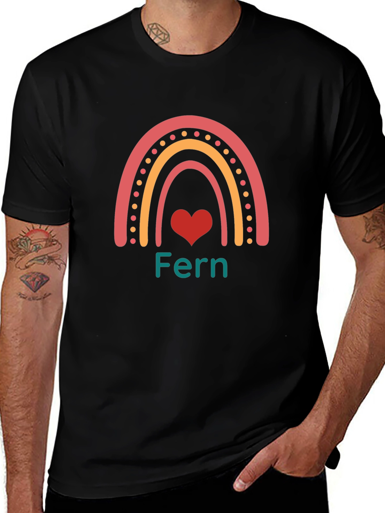 Fern Rainbow Heart Graphic Tee