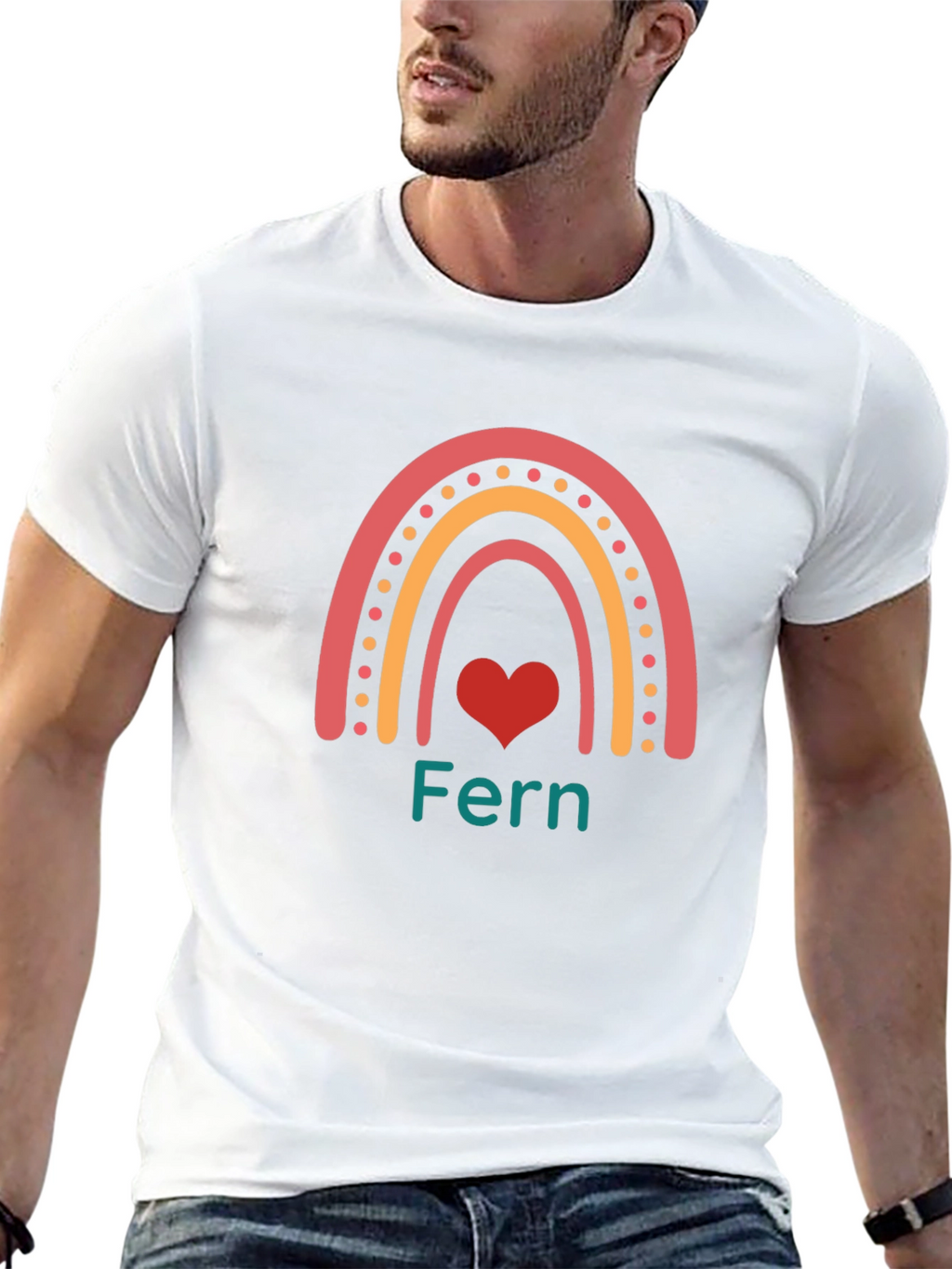 Fern Rainbow Heart Graphic Tee