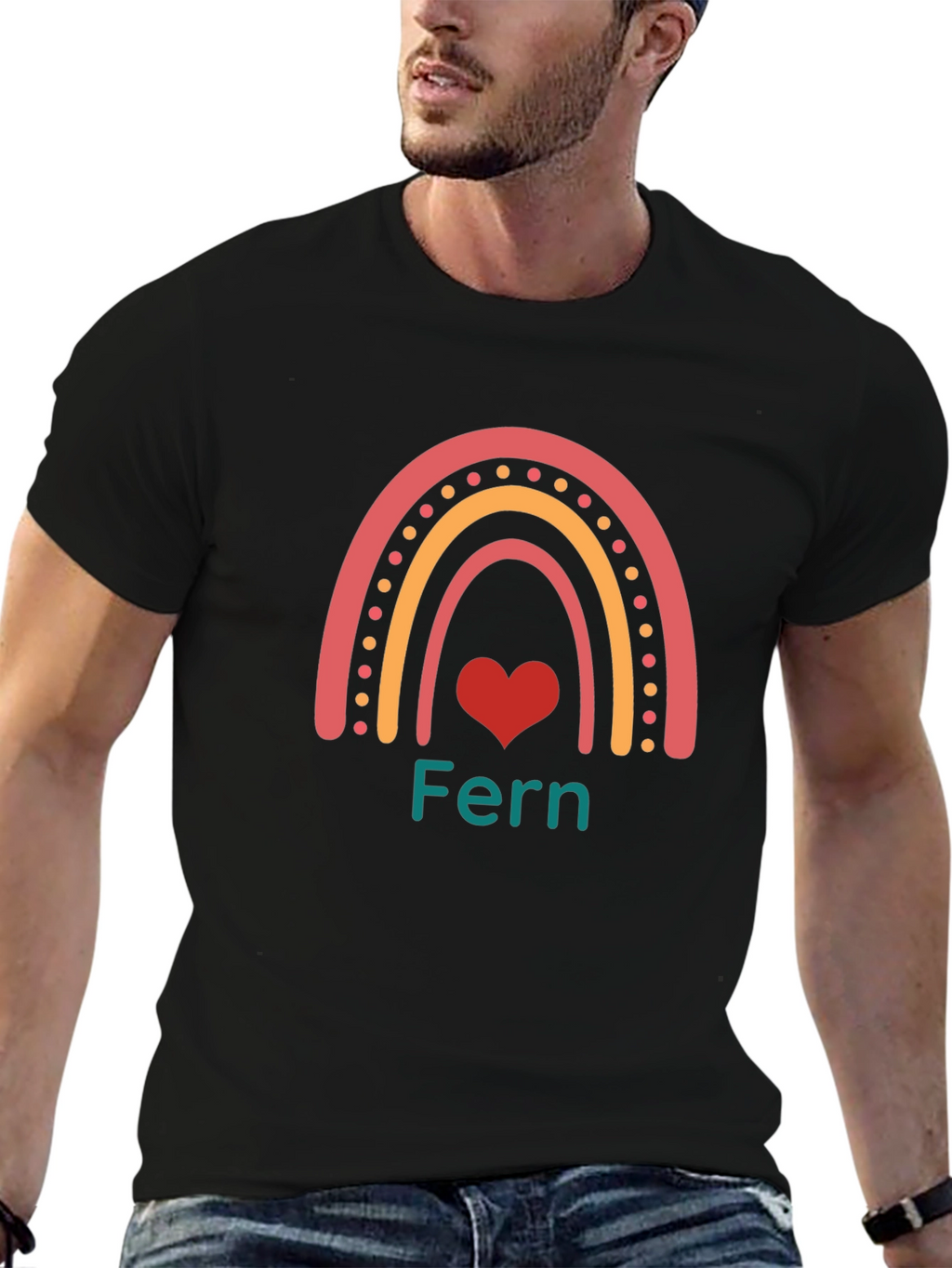Fern Rainbow Heart Graphic Tee