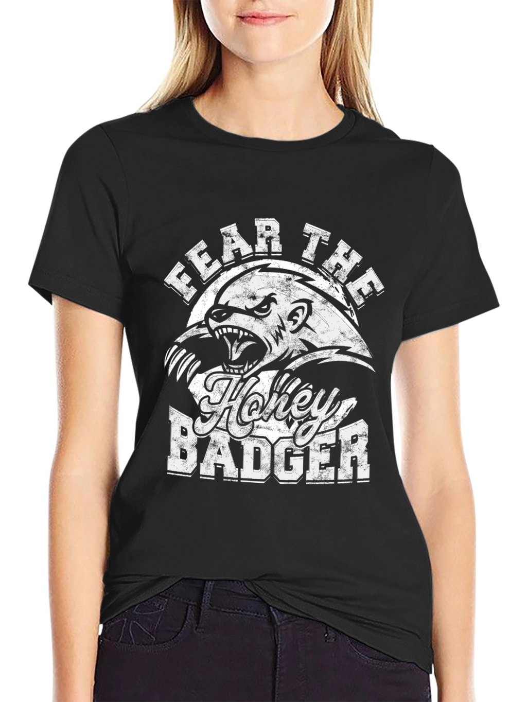 Fear the Honey Badger Black Graphic T-Shirt