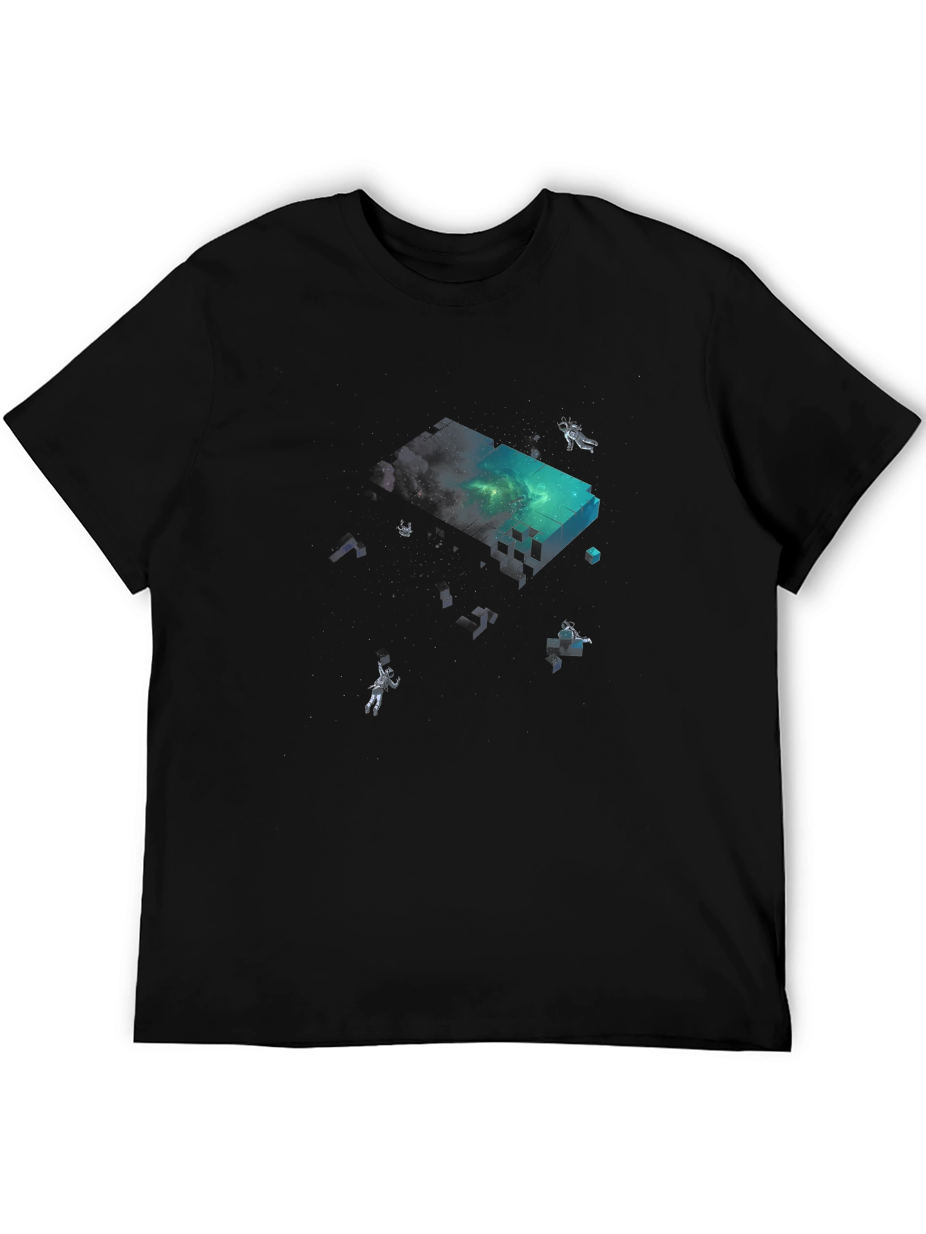 Astronaut Pixel Block Graphic Black T-Shirt