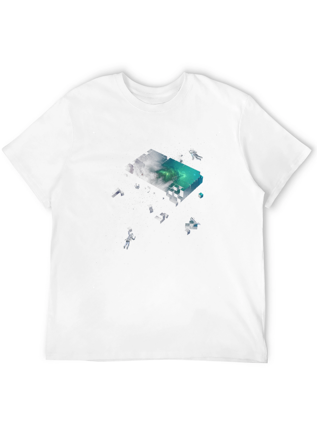 Astronaut Pixel Block Graphic Black T-Shirt