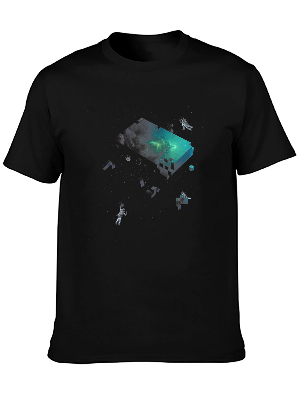 Astronaut Pixel Block Graphic Black T-Shirt