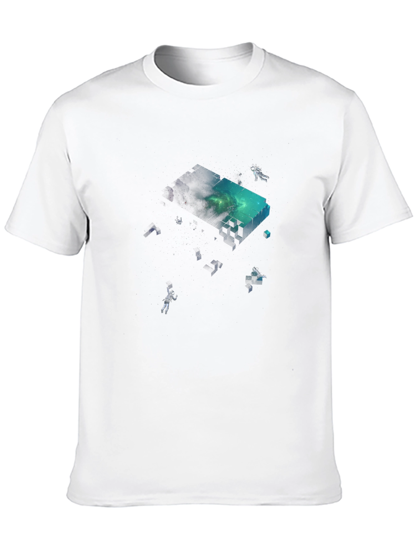 Astronaut Pixel Block Graphic Black T-Shirt