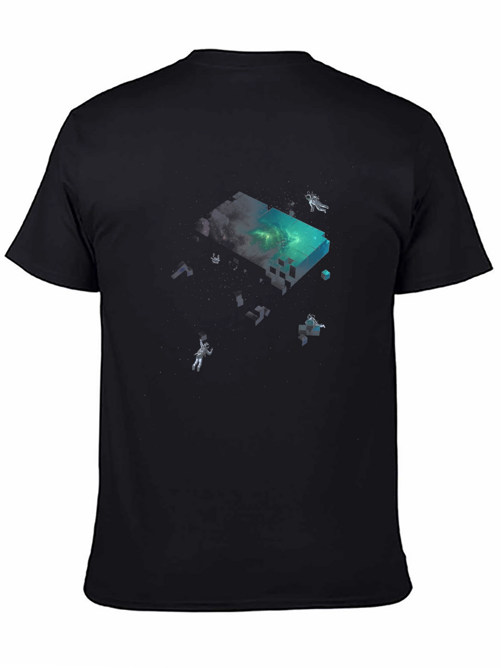 Astronaut Pixel Block Graphic Black T-Shirt