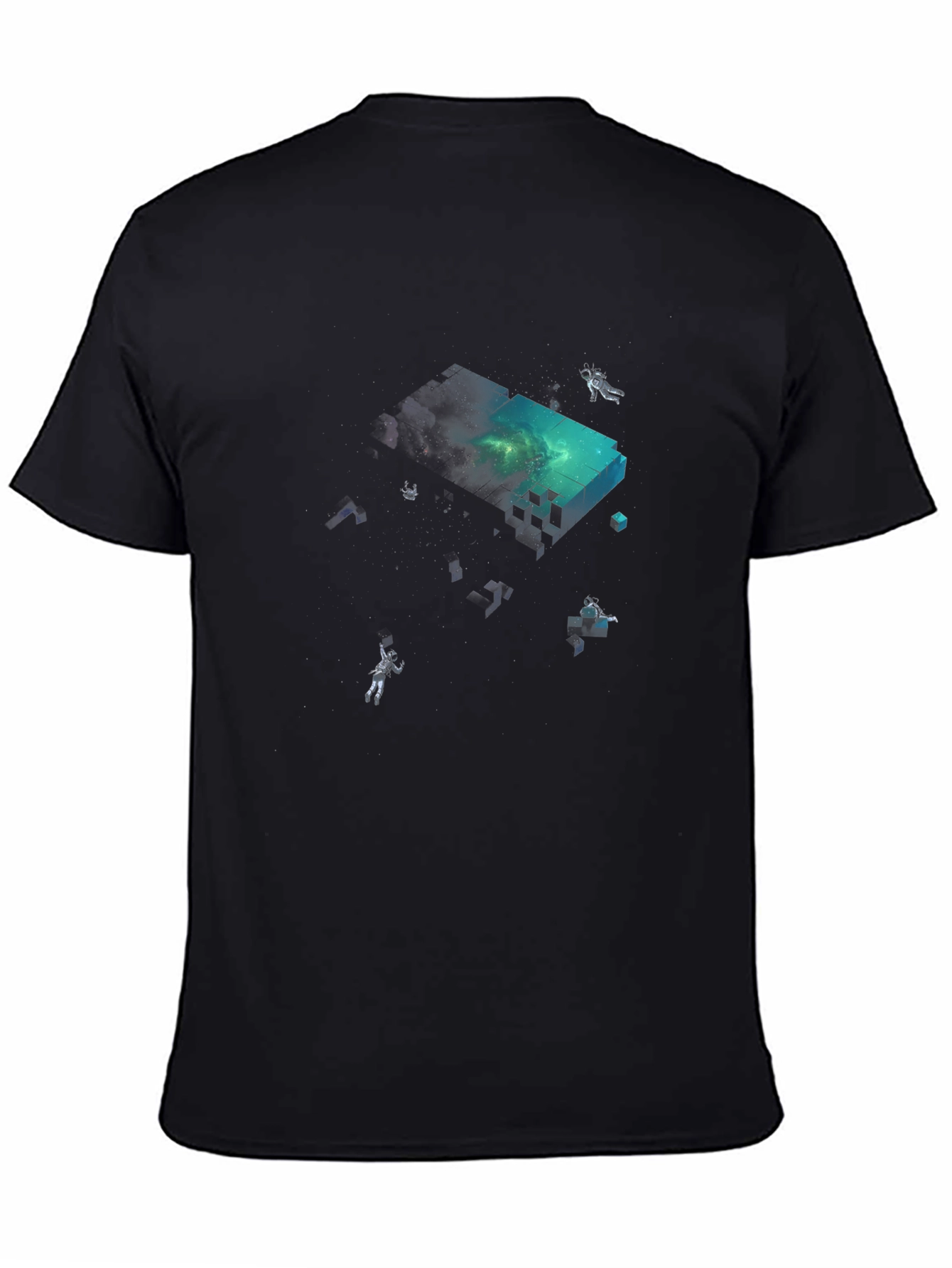 Astronaut Pixel Block Graphic Black T-Shirt