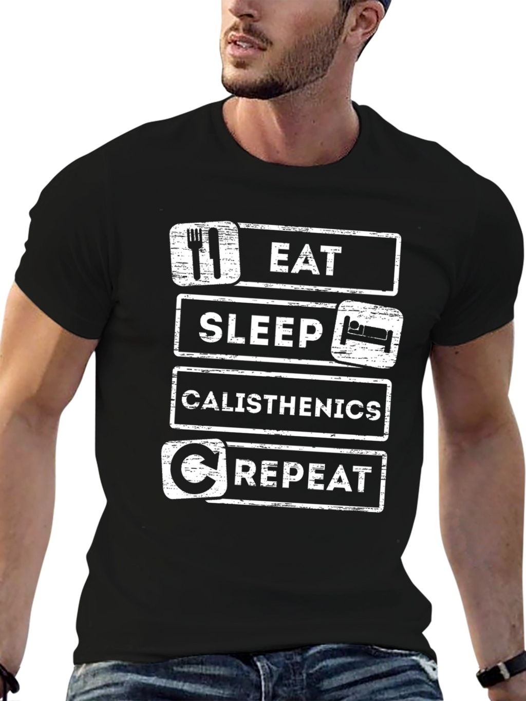 Eat Sleep Calisthenics Repeat Black T-Shirt