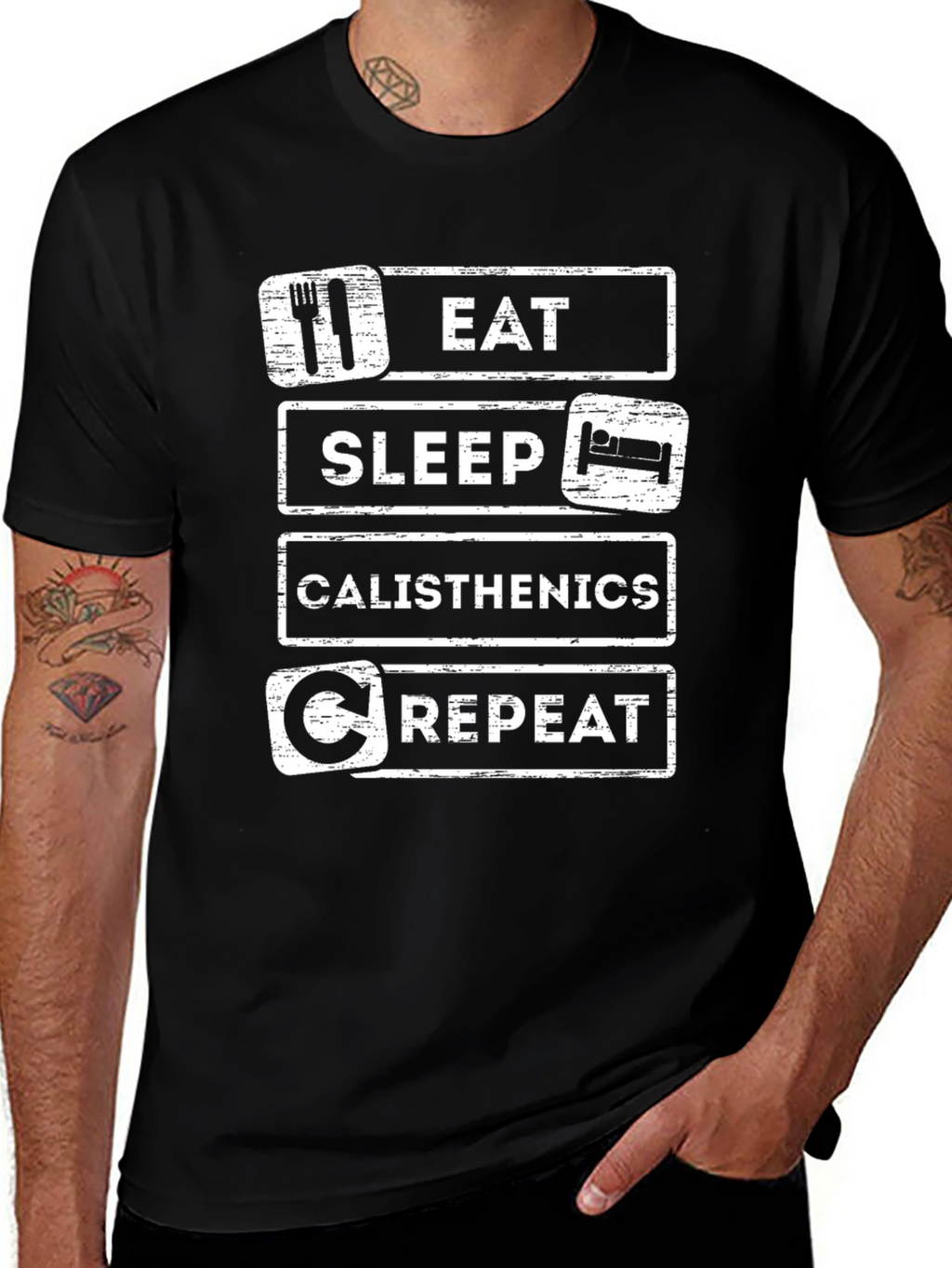 Eat Sleep Calisthenics Repeat Black T-Shirt