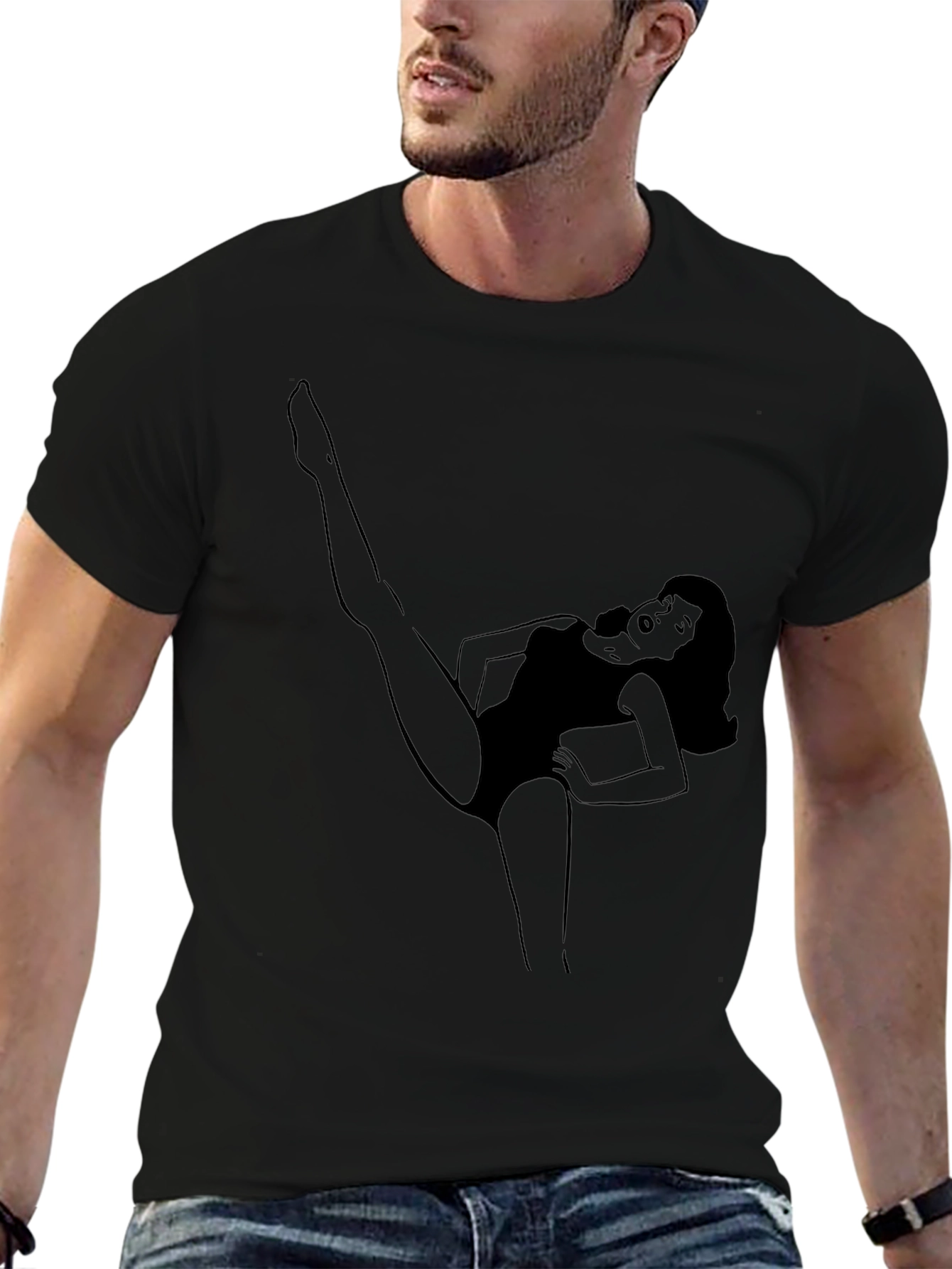 Retro Cartoon Woman Tee - Black