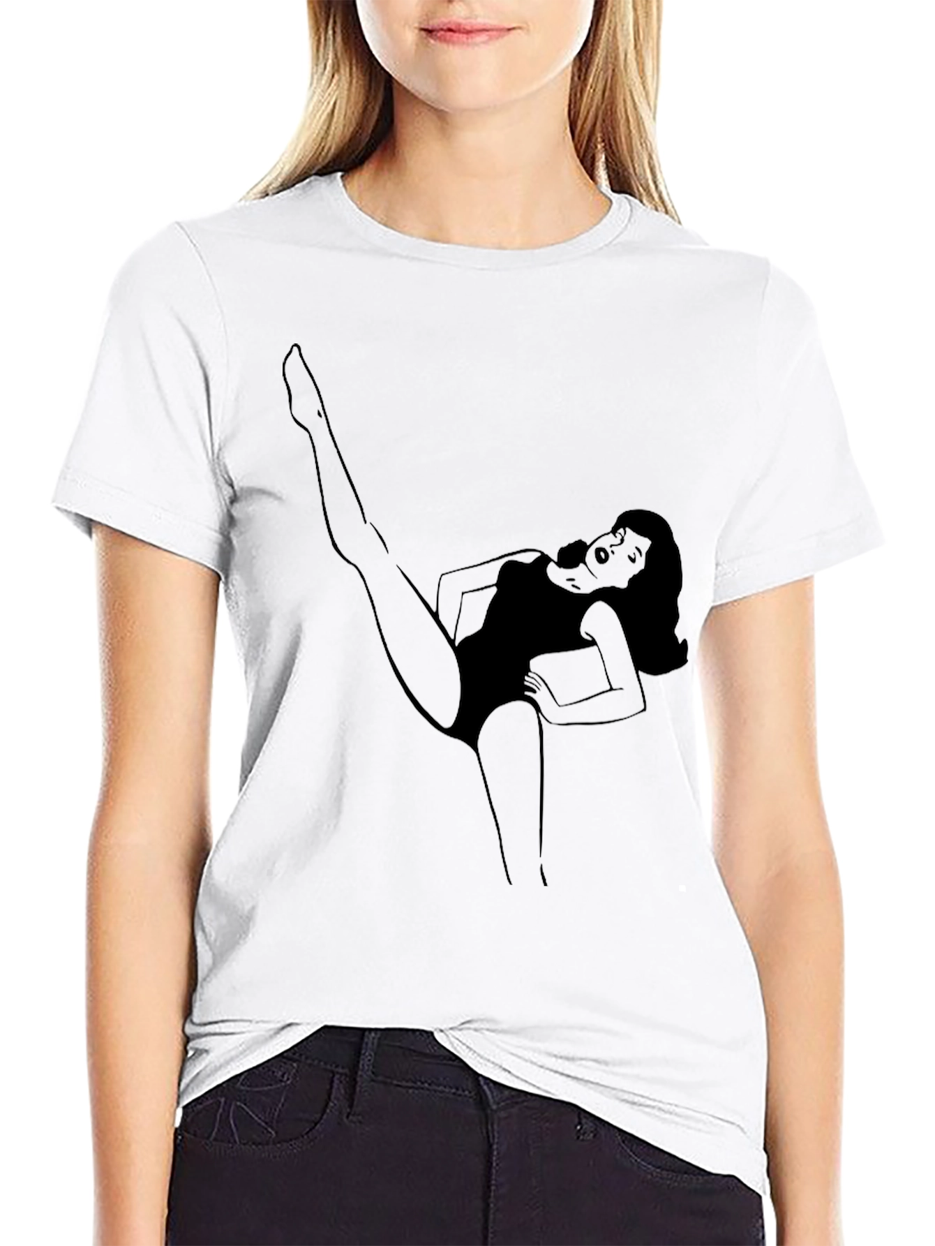 Retro Cartoon Woman Tee - Black