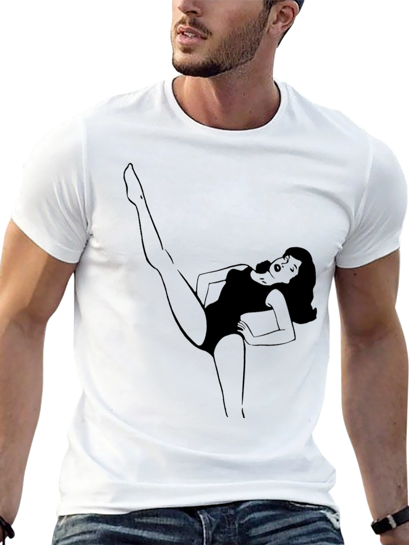 Retro Cartoon Woman Tee - Black