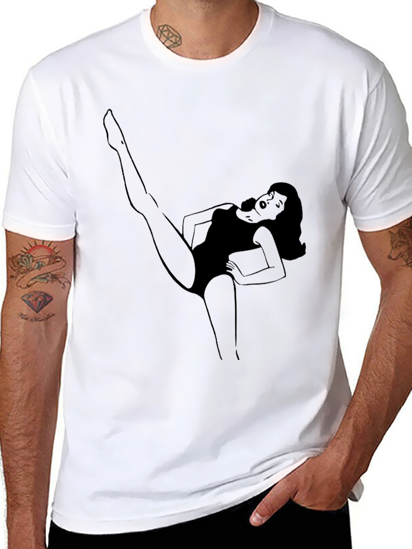 Retro Cartoon Woman Tee - Black