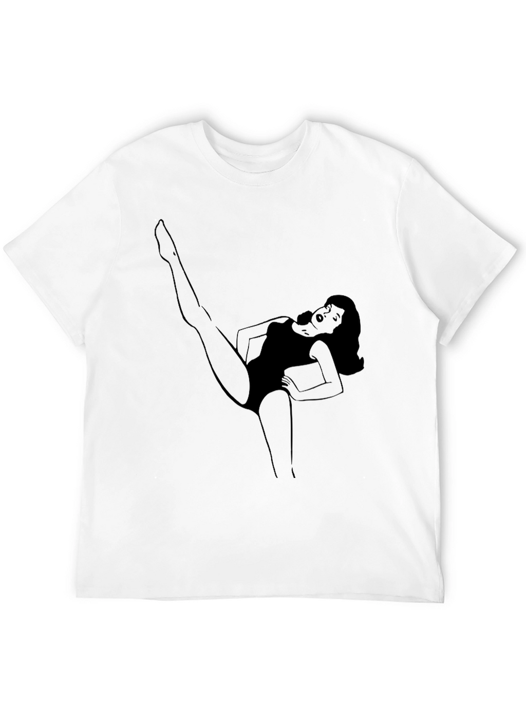 Retro Cartoon Woman Tee - Black