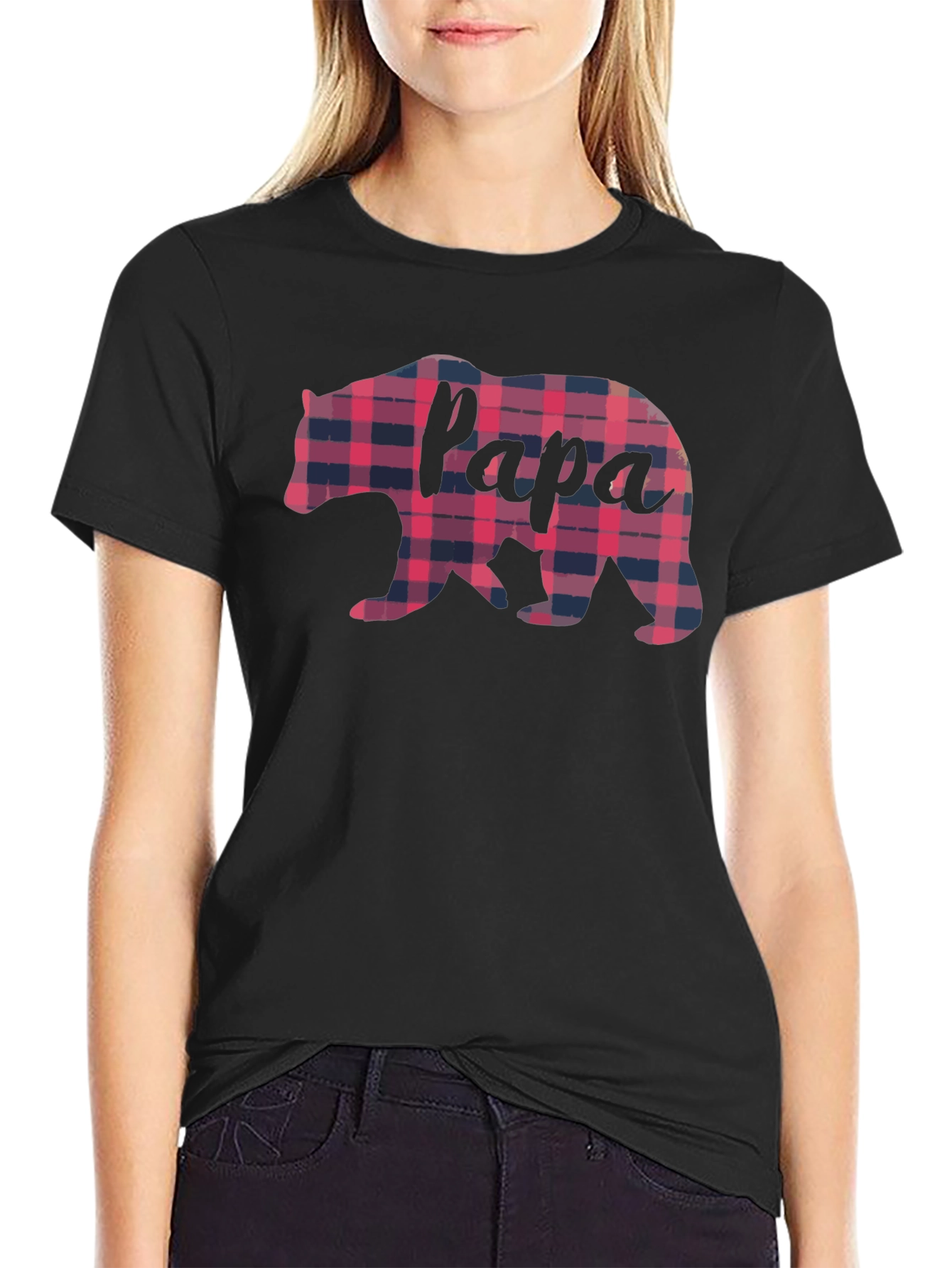 Papa Bear Plaid Graphic Tee - Fathers Day Gift
