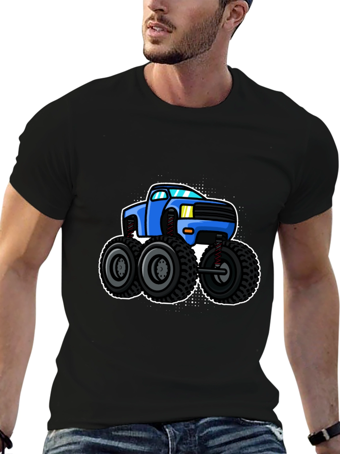 Monster Truck Graphic Tee - Black Cotton Shirt