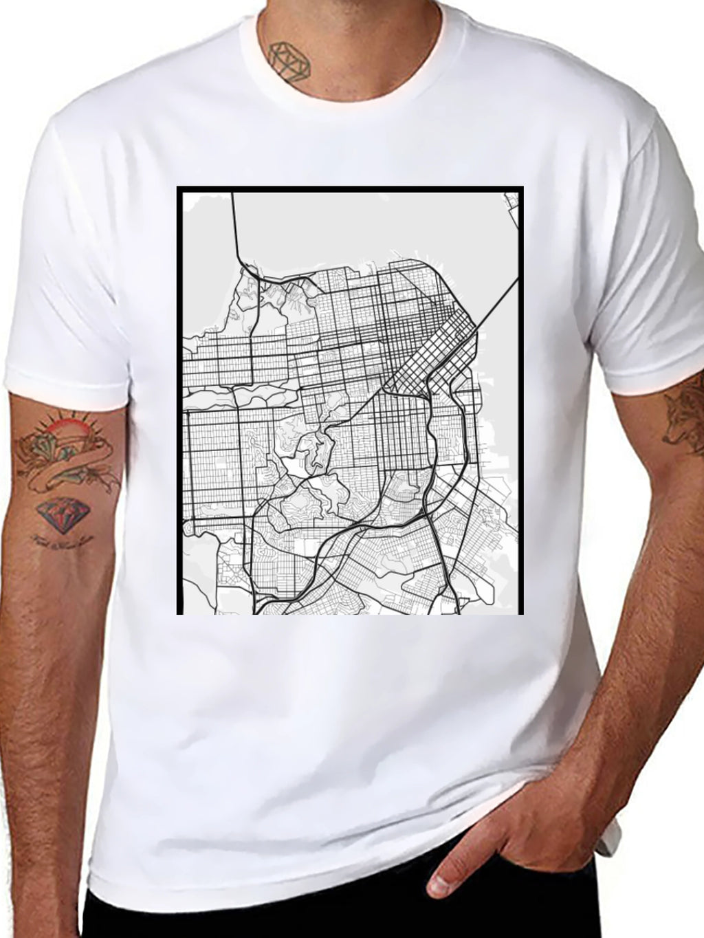 San Francisco Map Tee - City Grid Graphic T-Shirt