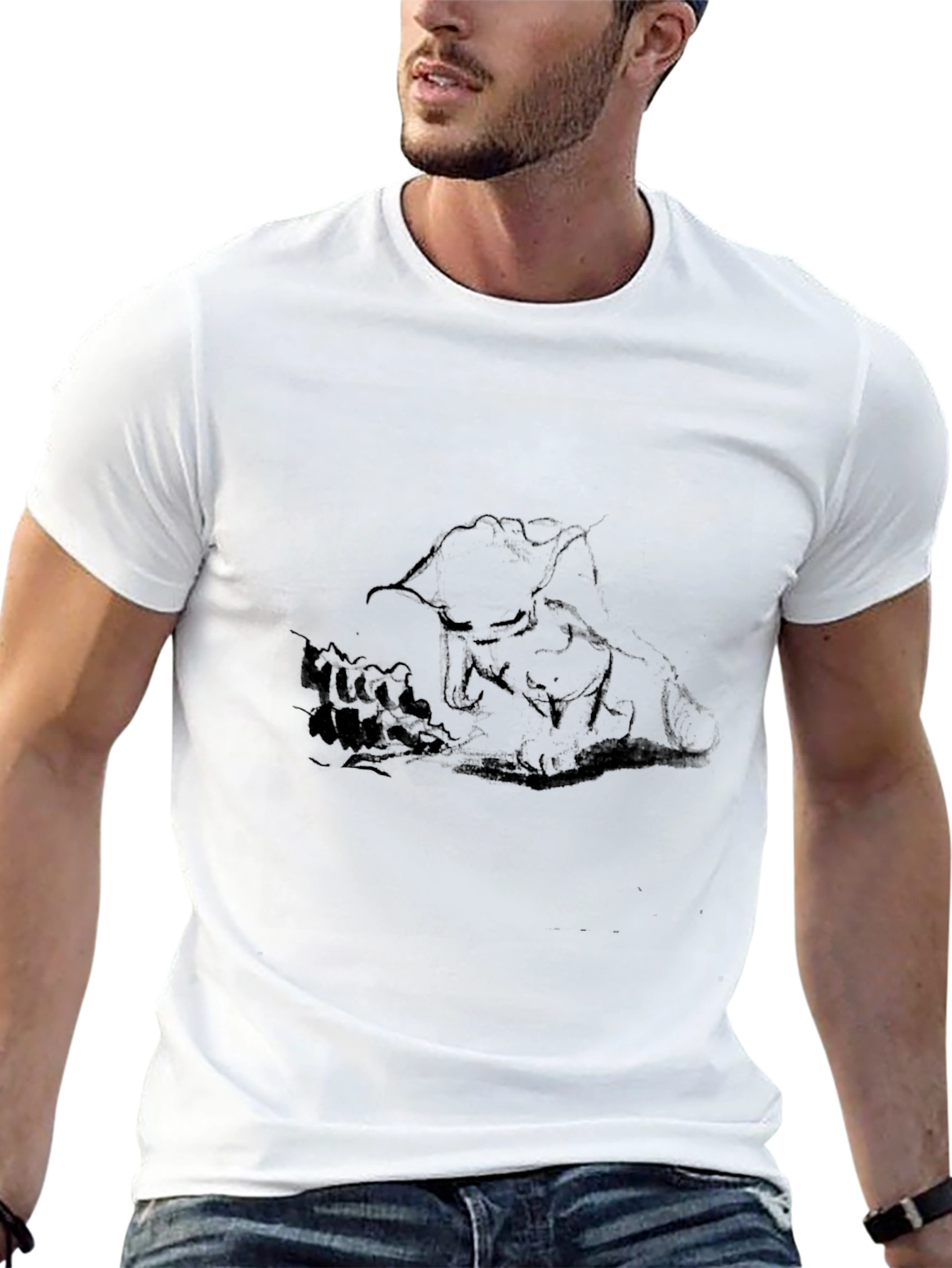 Black T-Shirt with Abstract Graphic Print