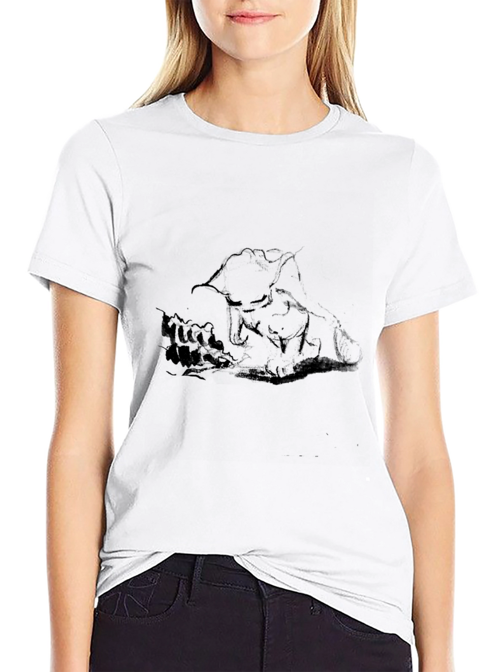 Black T-Shirt with Abstract Graphic Print