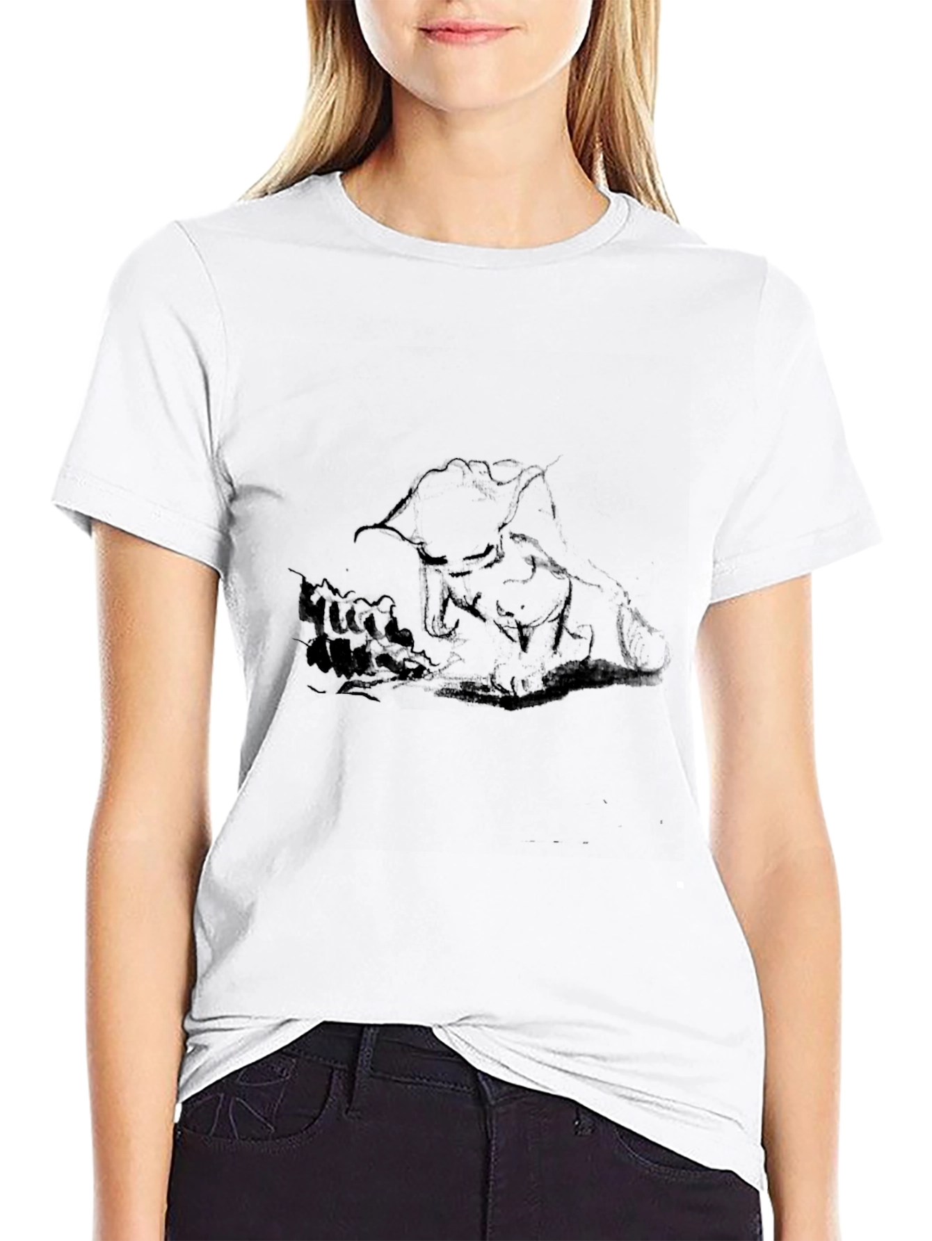 Black T-Shirt with Abstract Graphic Print
