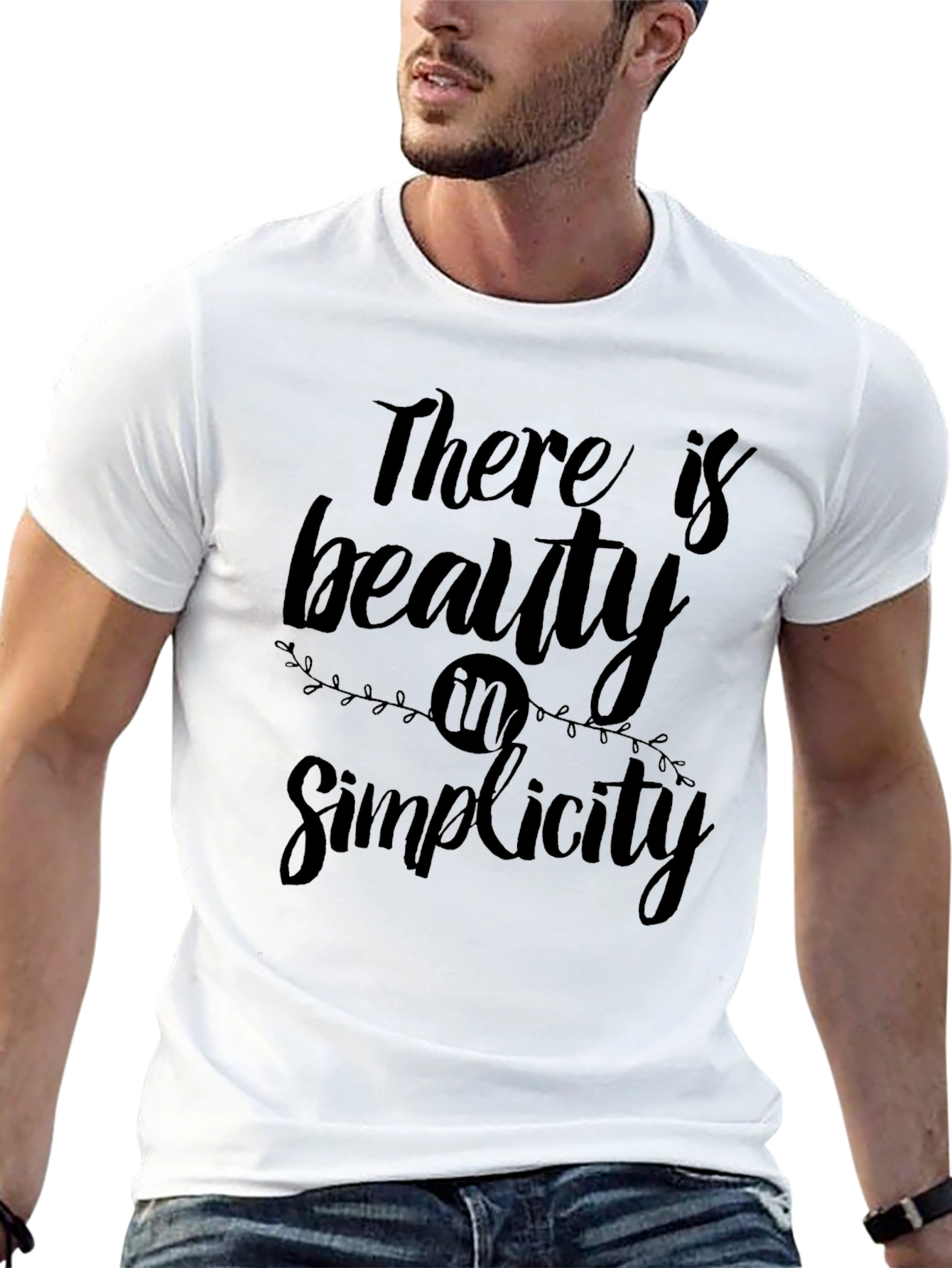 Beauty in Simplicity Black Graphic T-Shirt