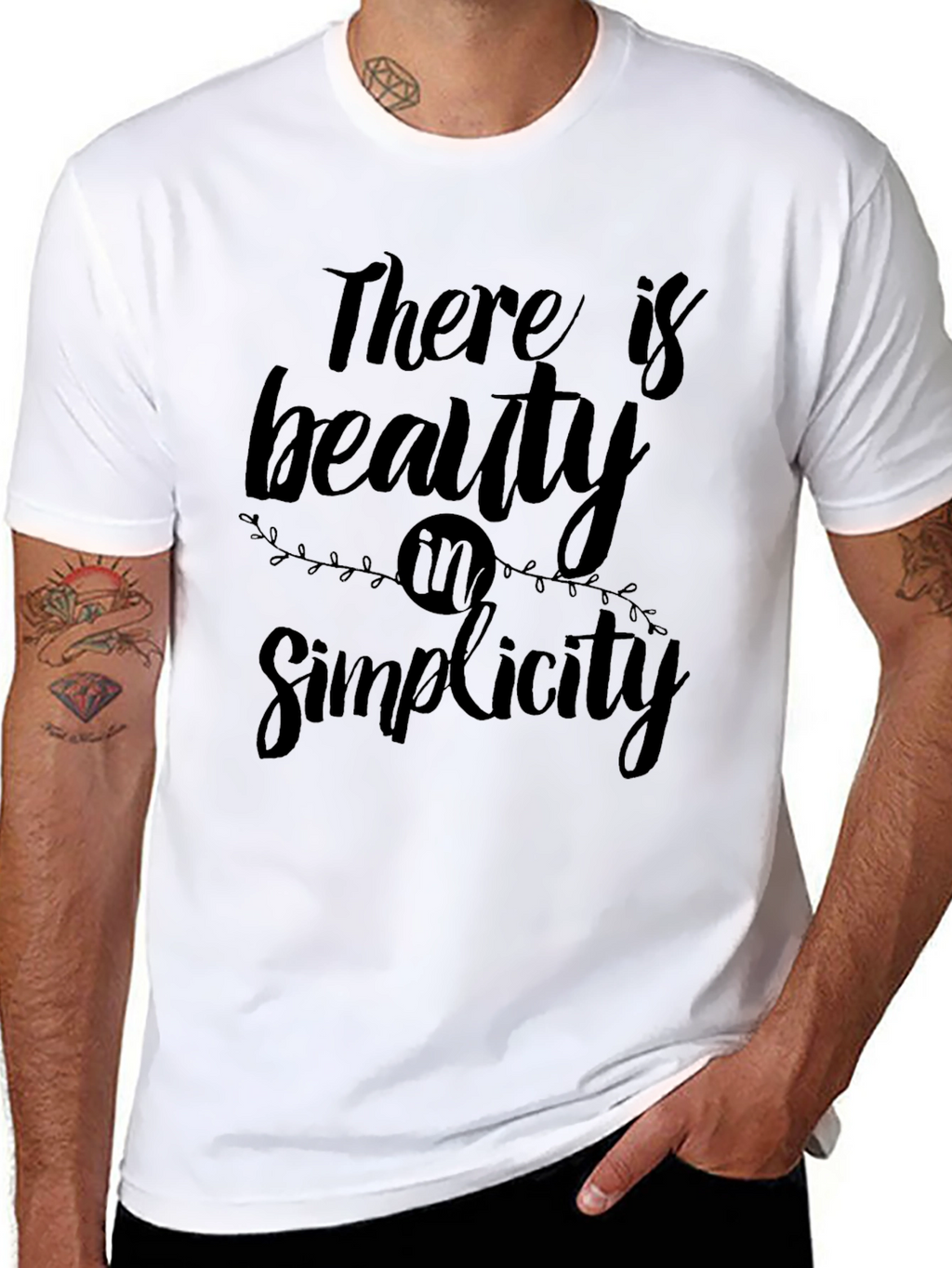 Beauty in Simplicity Black Graphic T-Shirt