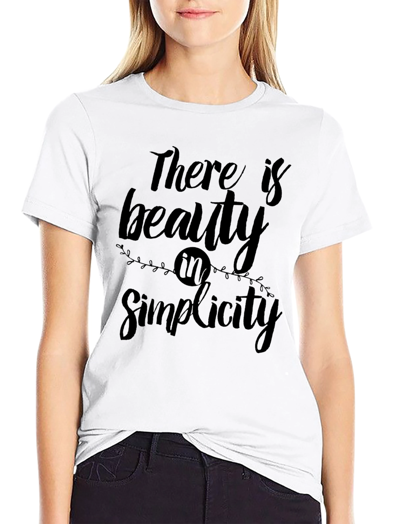 Beauty in Simplicity Black Graphic T-Shirt