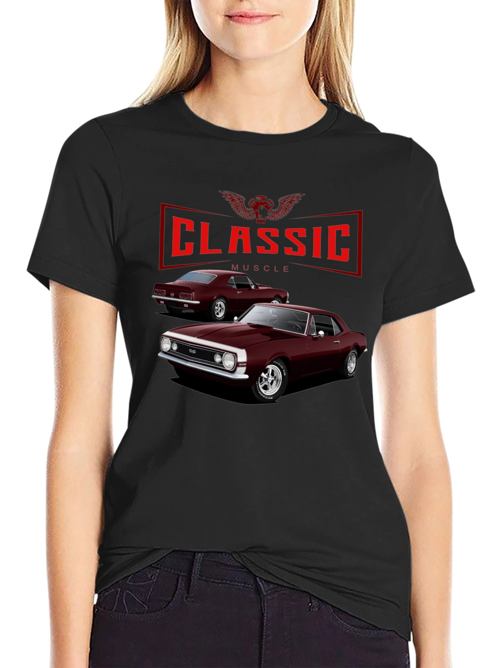 Classic Muscle Car Graphic T-Shirt - Black