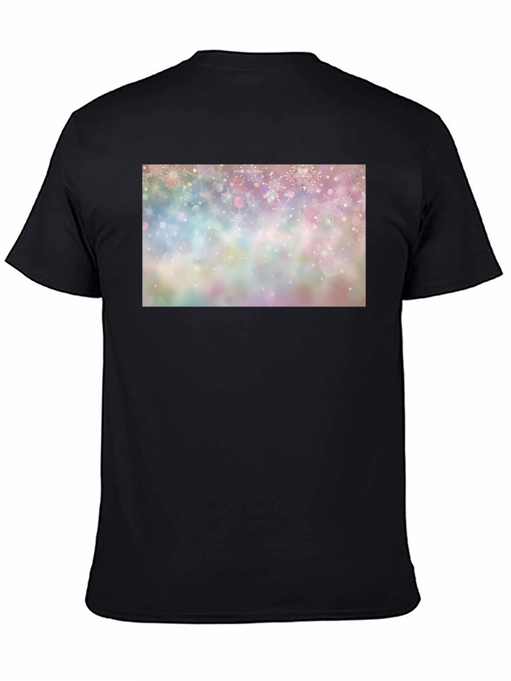Snowflake Pattern Black Crew Neck T-Shirt