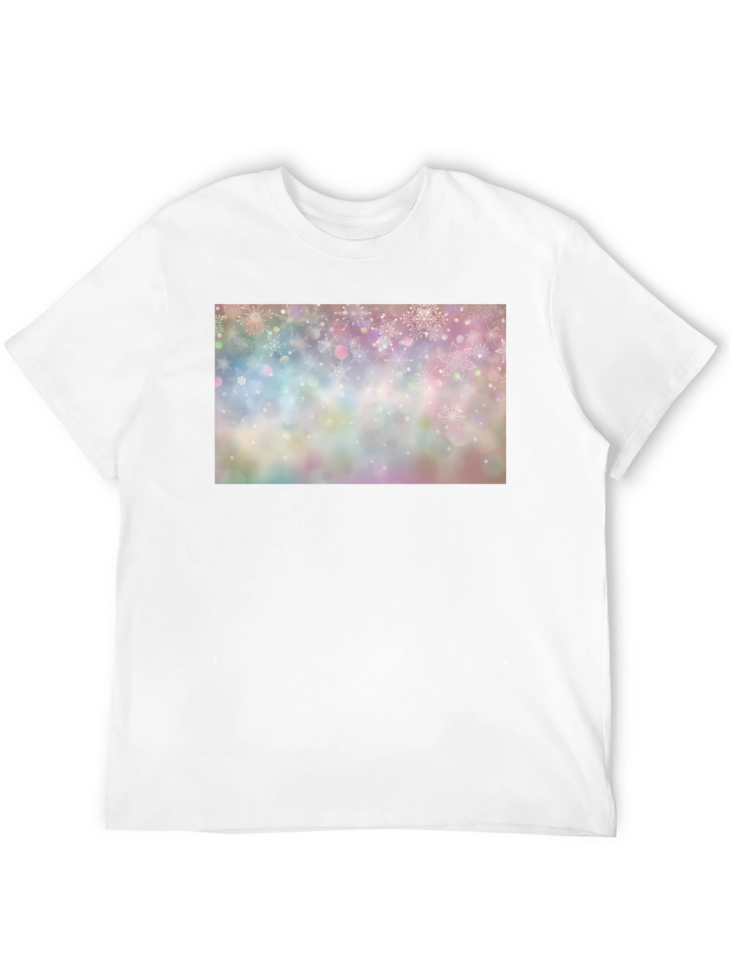 Snowflake Pattern Black Crew Neck T-Shirt