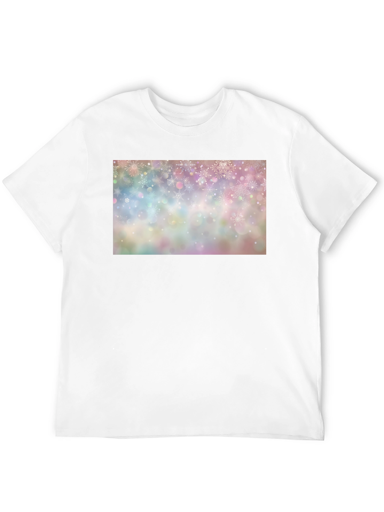 Snowflake Pattern Black Crew Neck T-Shirt