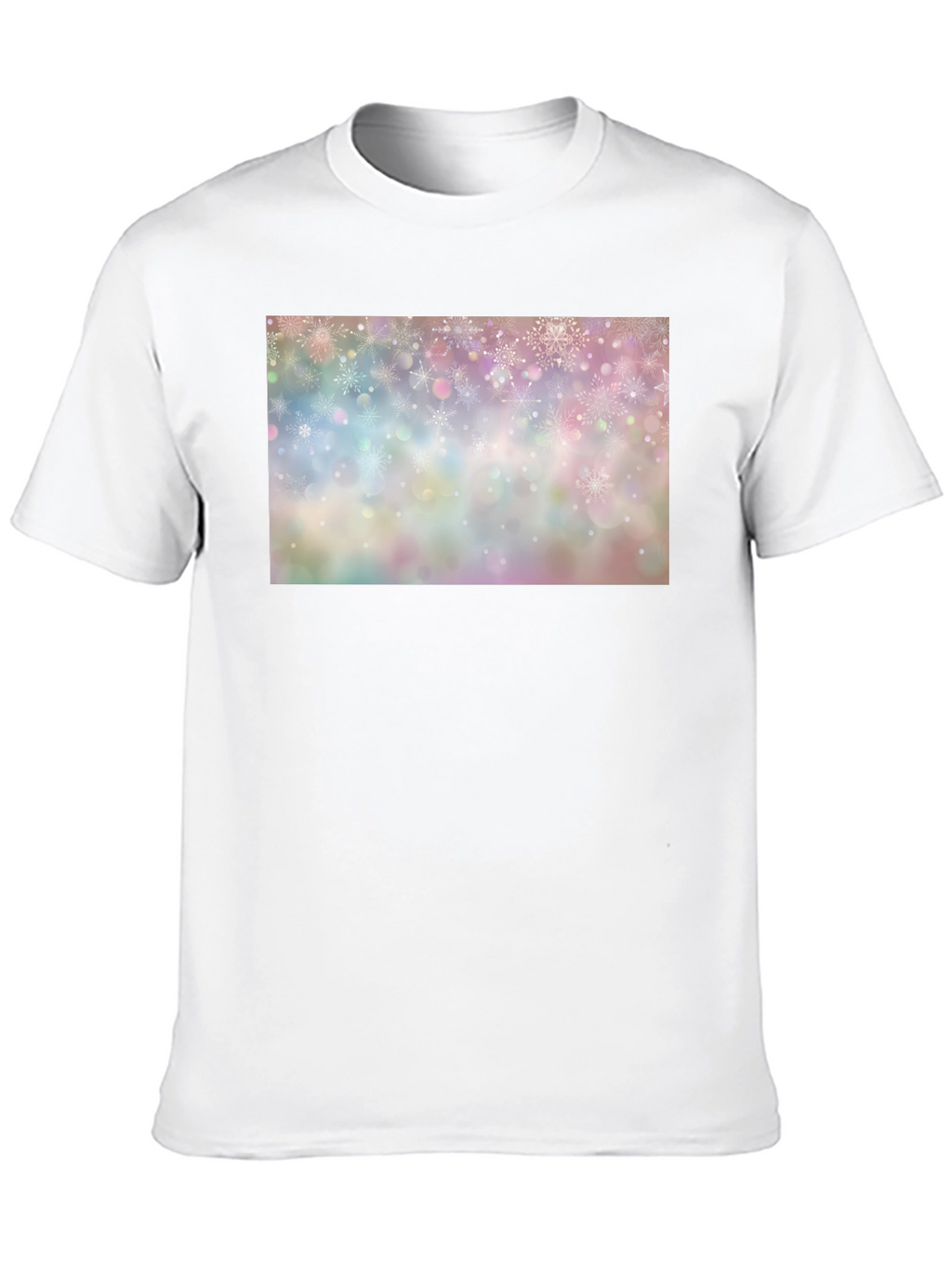 Snowflake Pattern Black Crew Neck T-Shirt
