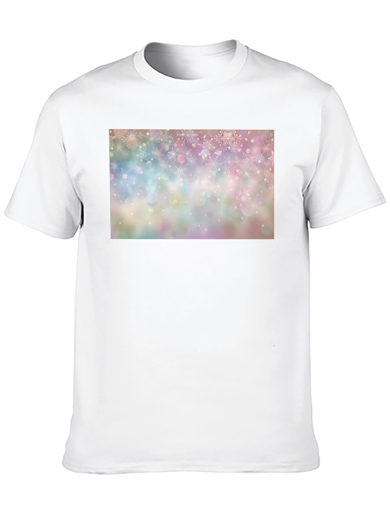 Snowflake Pattern Black Crew Neck T-Shirt