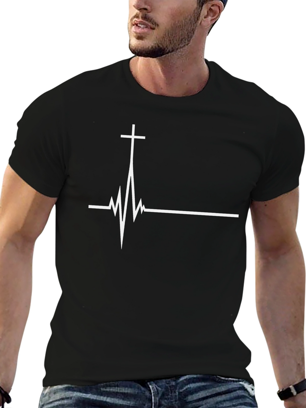 Christian Heartbeat Cross Graphic Tee