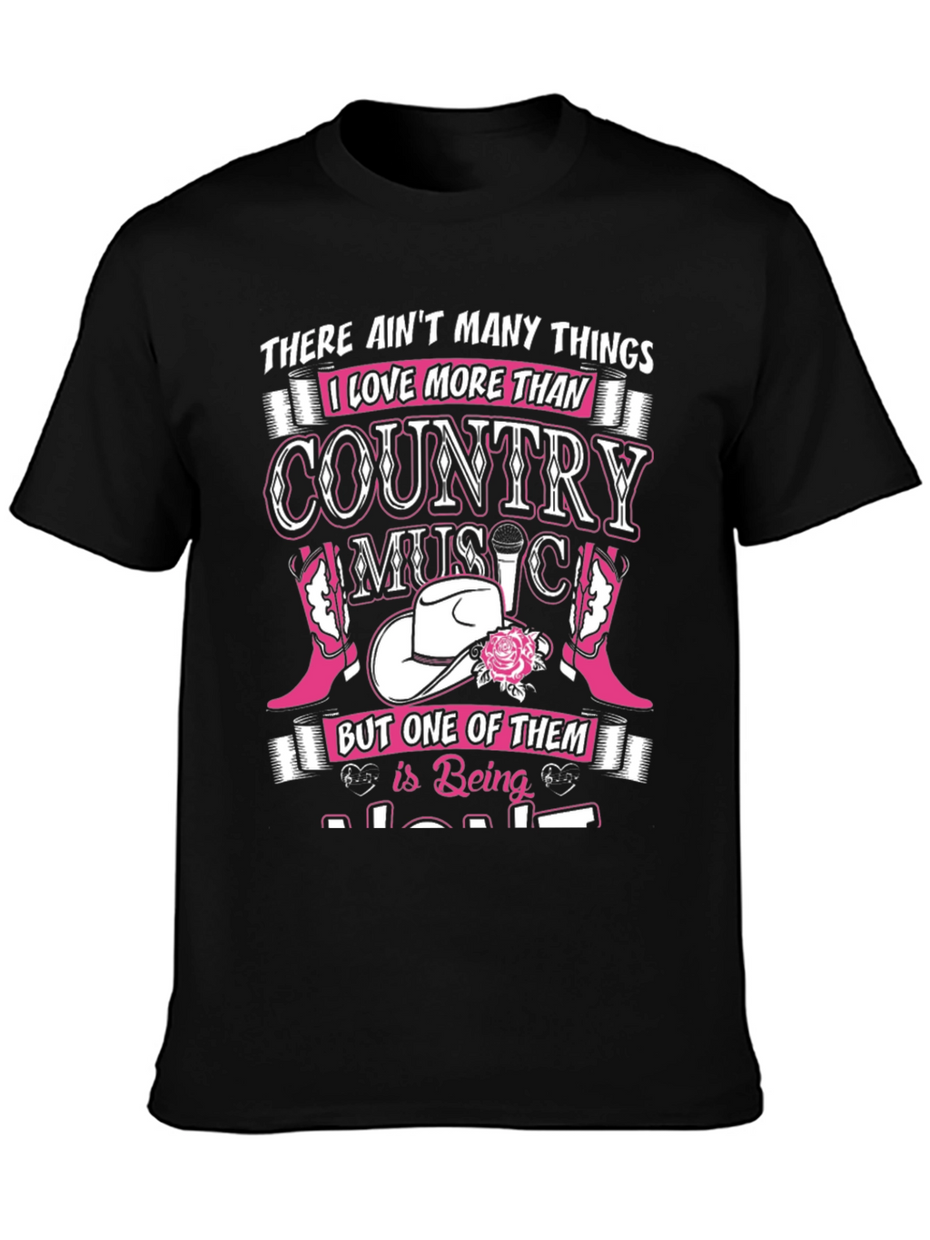 Country Music Lover Black Graphic Tee Shirt