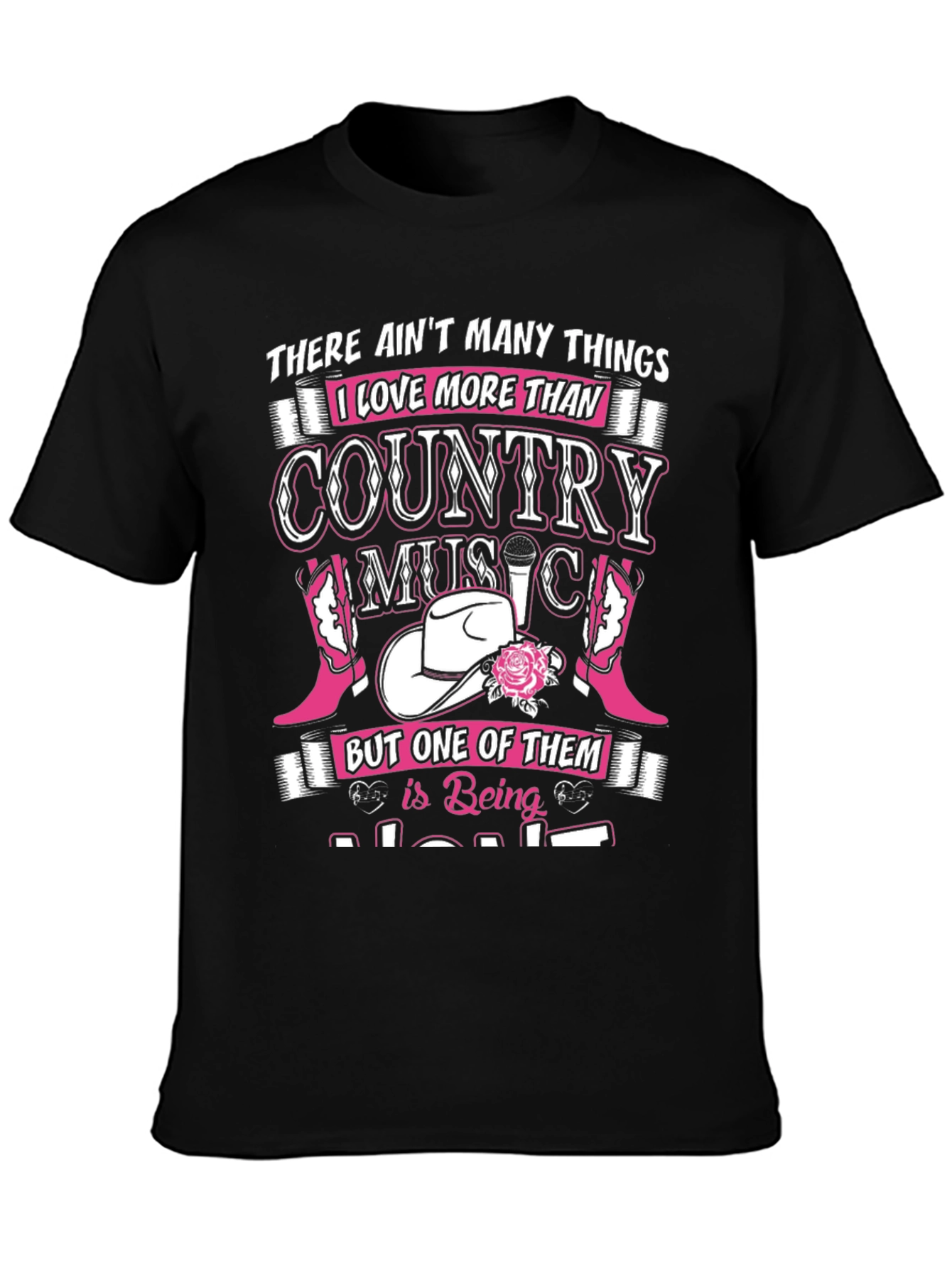 Country Music Lover Black Graphic Tee Shirt