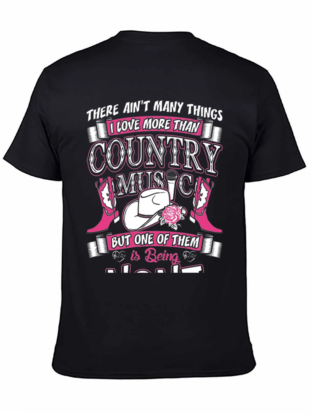 Country Music Lover Black Graphic Tee Shirt