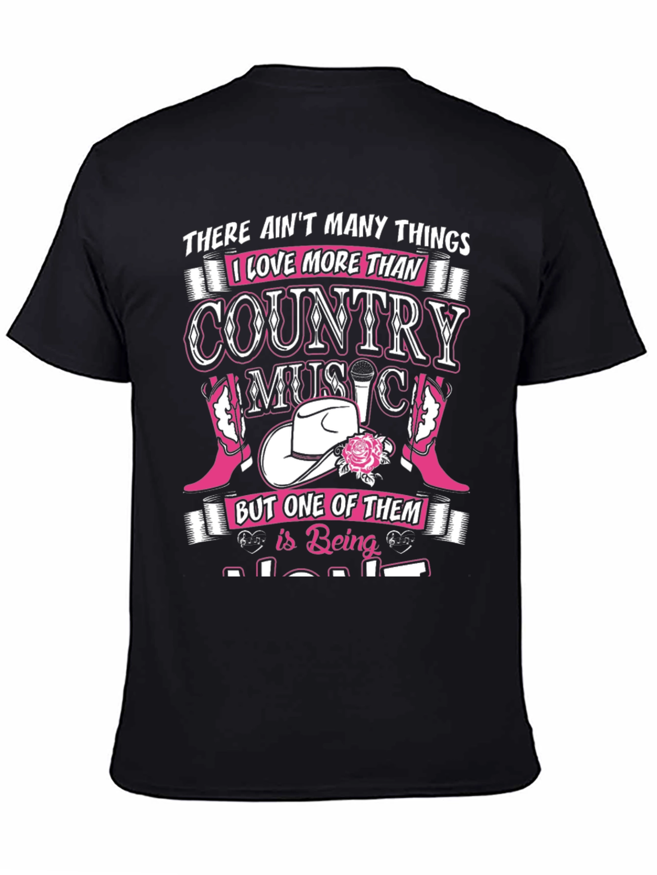 Country Music Lover Black Graphic Tee Shirt