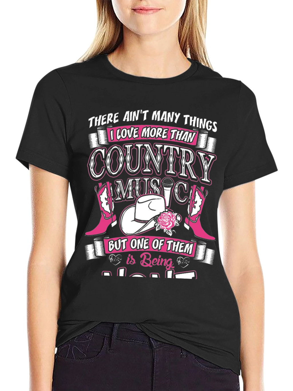 Country Music Lover Black Graphic Tee Shirt