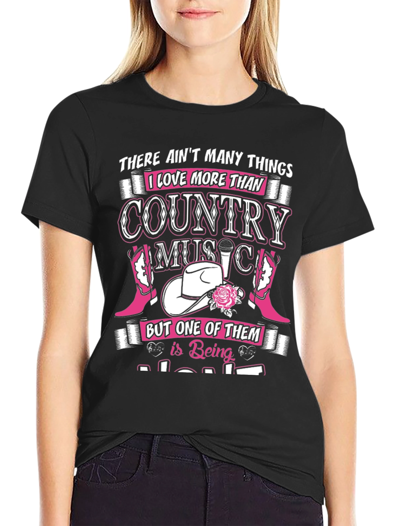 Country Music Lover Black Graphic Tee Shirt