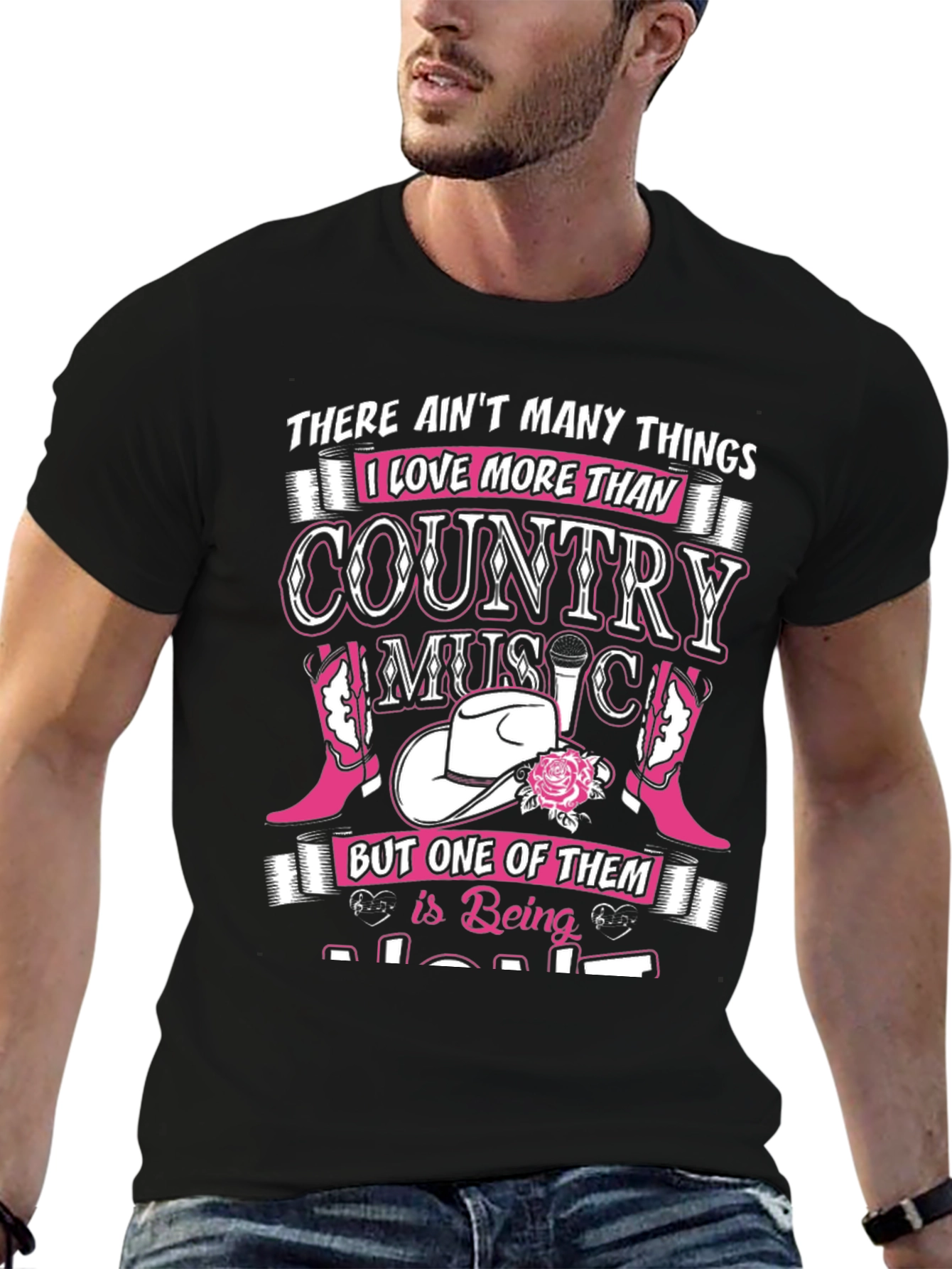 Country Music Lover Black Graphic Tee Shirt
