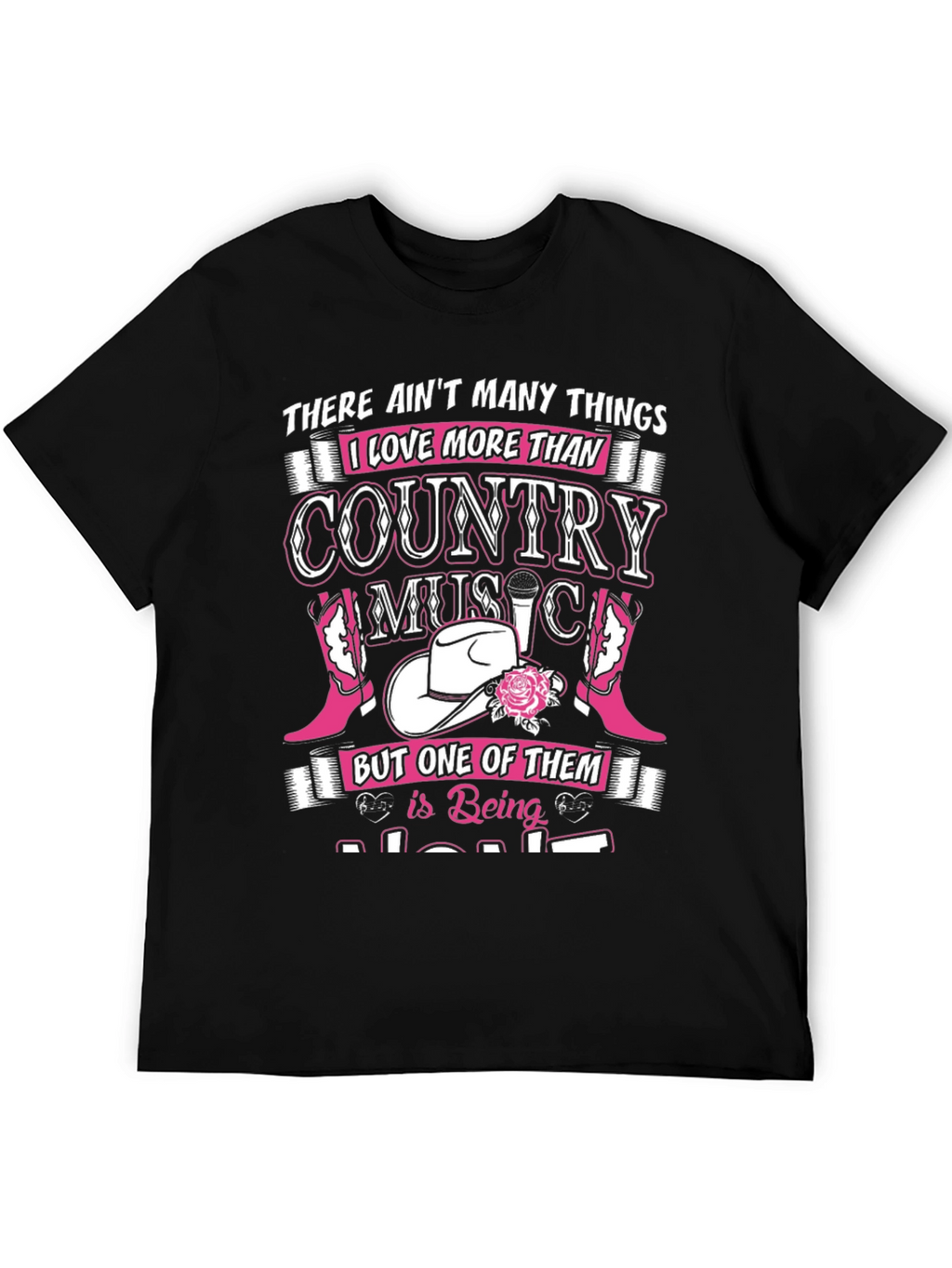 Country Music Lover Black Graphic Tee Shirt