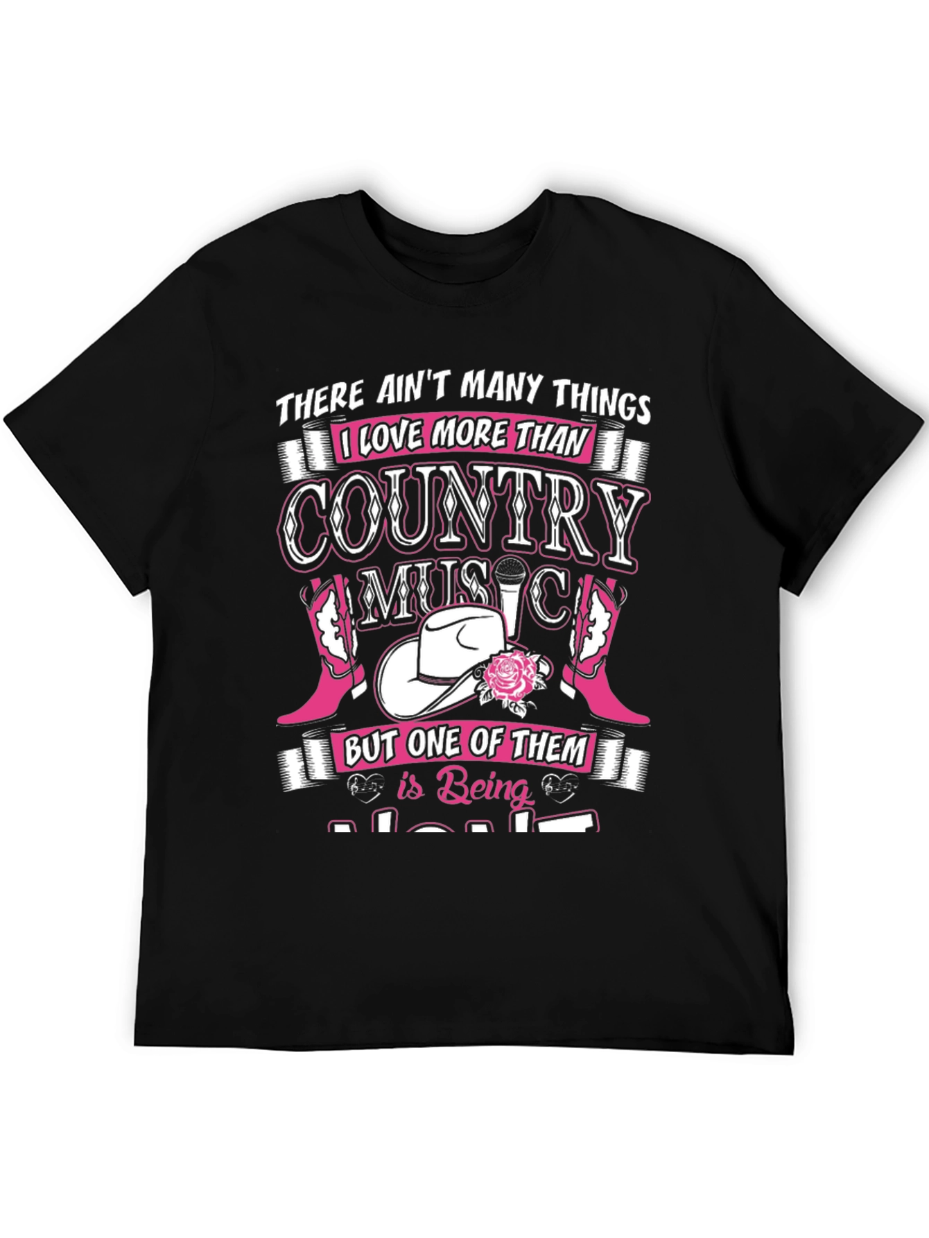 Country Music Lover Black Graphic Tee Shirt
