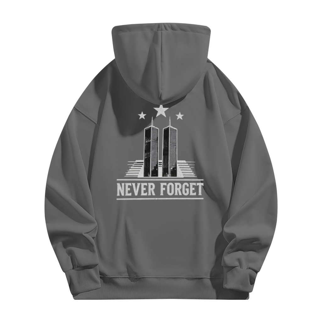 Never Forget Twin Towers Minimal Memorial Double?Sided Print Hoodie