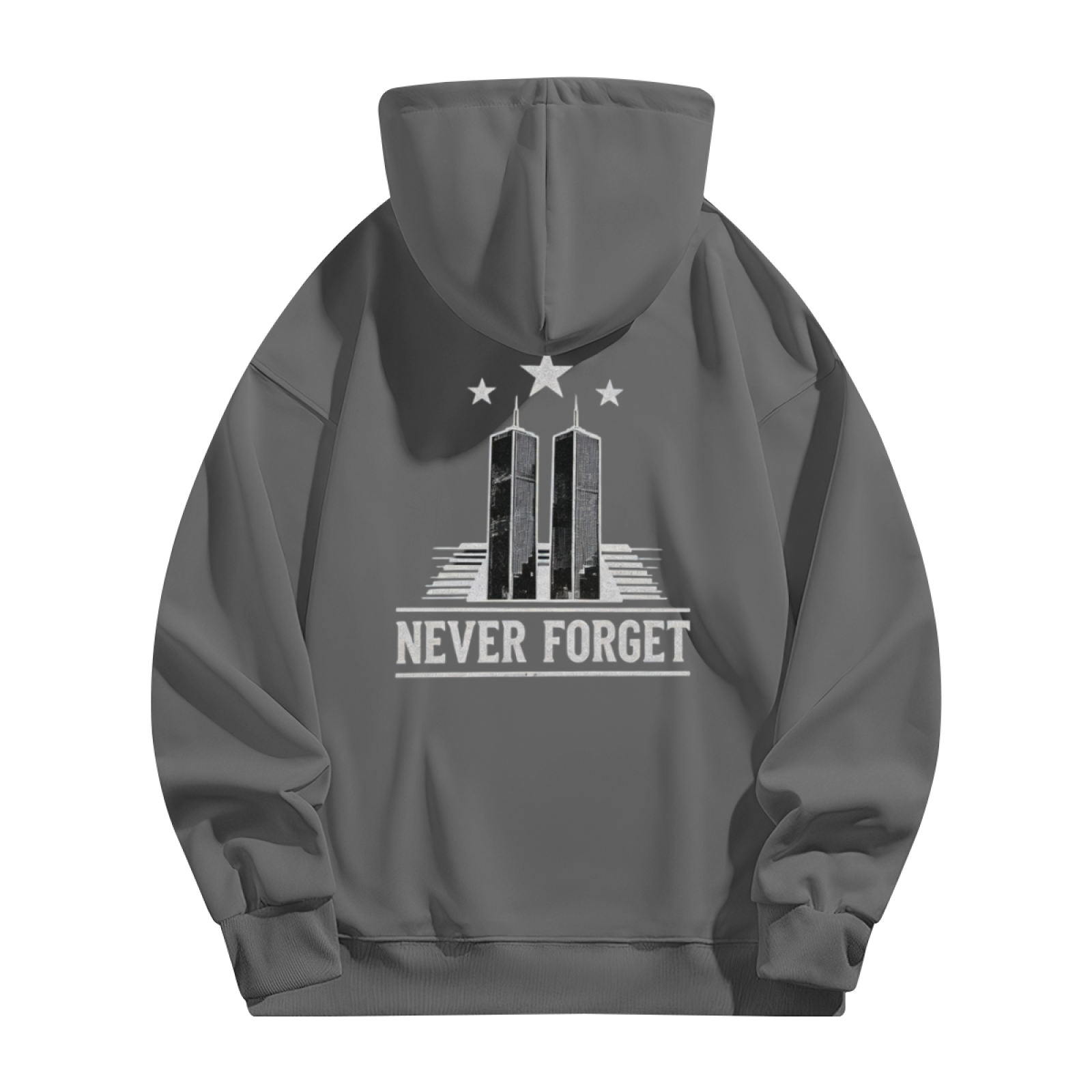 Never Forget Twin Towers Minimal Memorial Double?Sided Print Hoodie