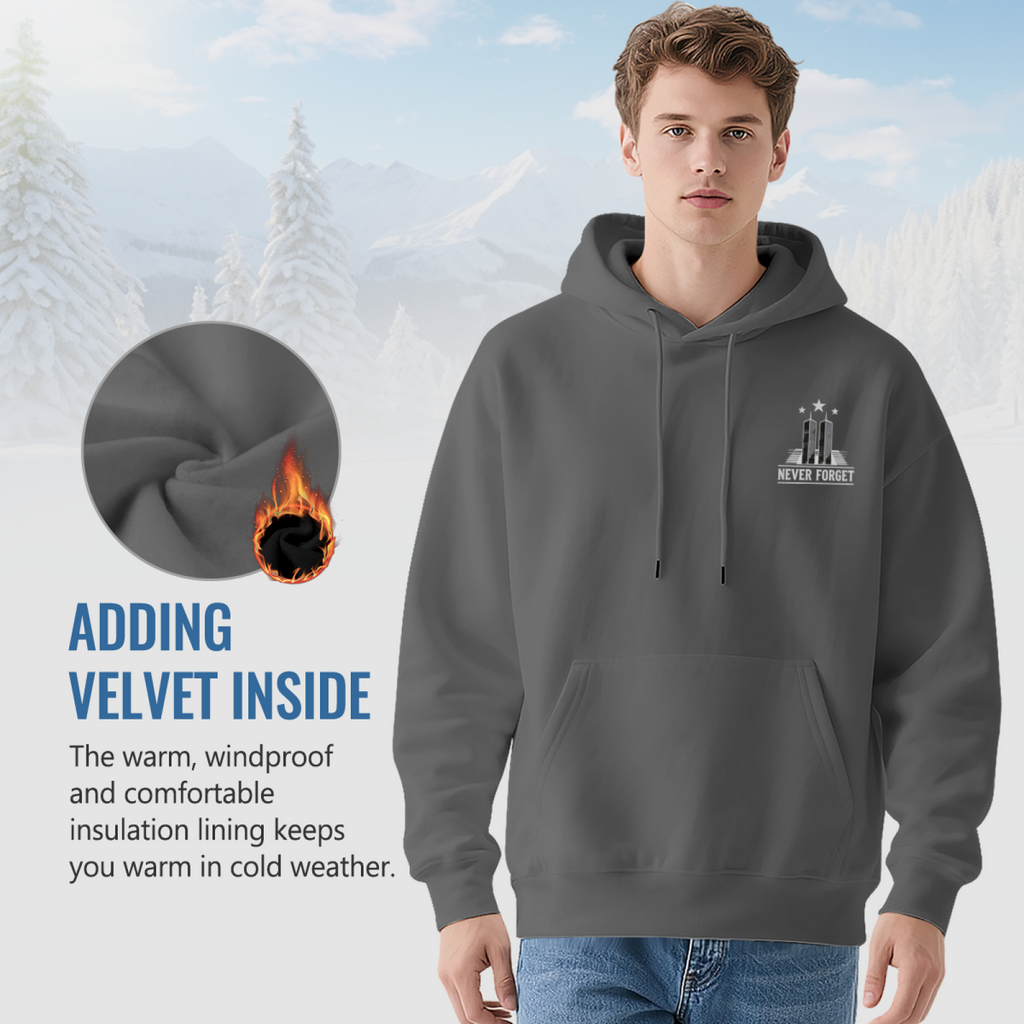 Never Forget Twin Towers Minimal Memorial Double?Sided Print Hoodie