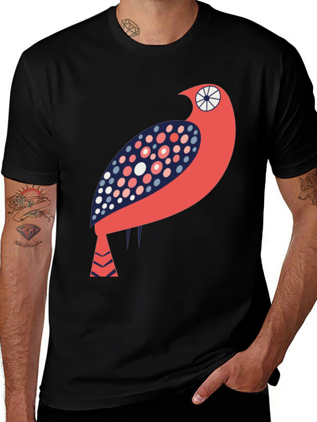Artistic Bird Graphic T-Shirt - Unique Design