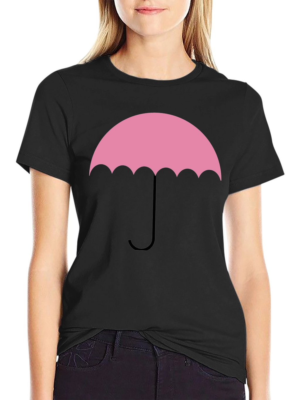 Pink Umbrella Graphic Tee - Stylish Cotton T-Shirt